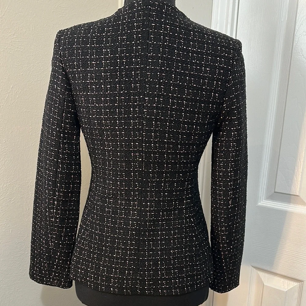 CHANEL Black & Pink Tweed Uniform Blazer